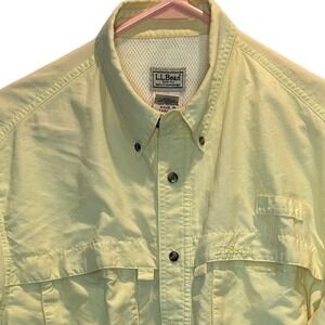 LL Bean Men's Tropicwear Fishing Shirt Short Sleeve Yellow Medium Mesh Vent